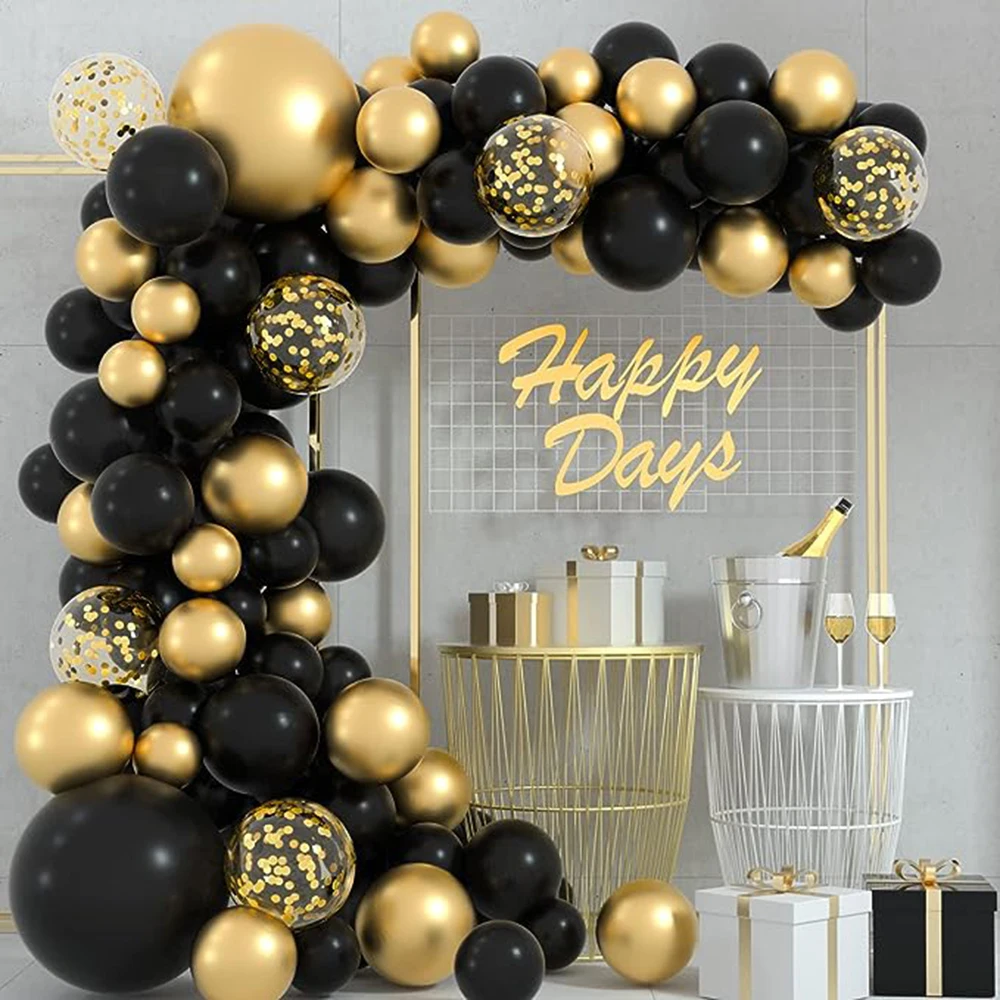 

Black Gold Balloons Garland Arch Kit Gold Confetti Latex Balloon Kid Birthday Party Baby Shower Wedding Anniversary Decor Globos