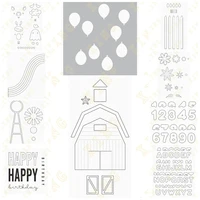 2022 new barn windmill wildflowers happy alphabet metal cutting dies clear stamps stencil scrapbooking diy decoration embossing