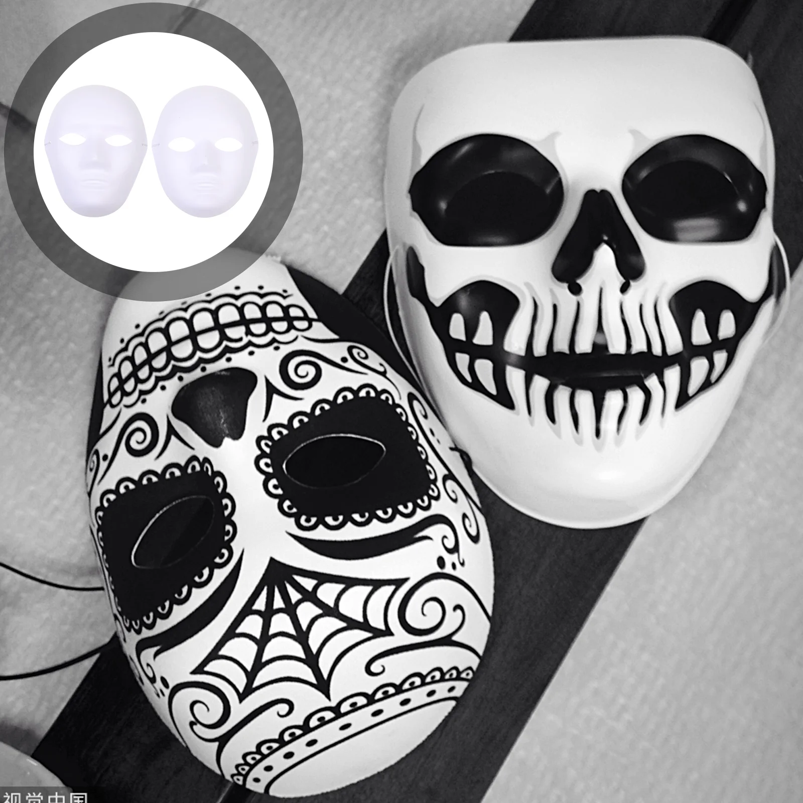 

6 Pcs Blank Mask Masquerade Masks Supplies Cat Fox Kids Paintable Paper White Face Halloween