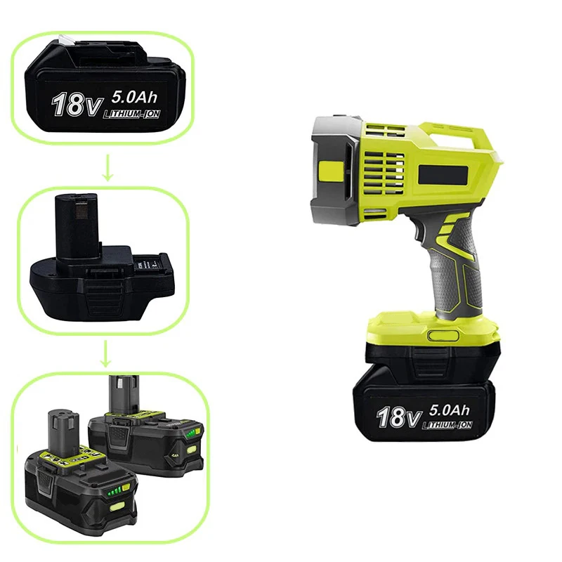 Адаптер аккумулятора преобразователь для Makita 18V LXT BL1860B/BL1860/BL1850B/BL1850/BL1840/BL1830B/BL1830/BL1820/BL1815 к Ryobi li-ion