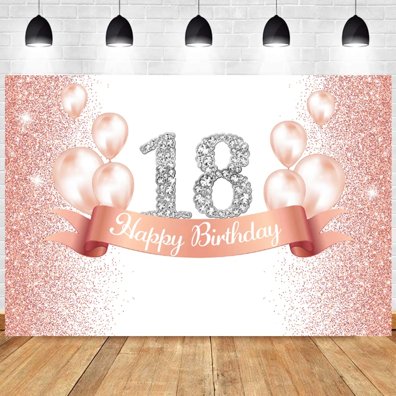

Розовое золото сладкий 18-й фото фон мальчики девочки восемнадцать День Рождения Вечеринка алмазные фотографии фон баннер