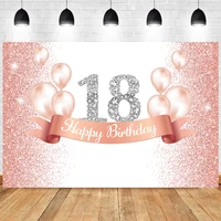 rose gold sweet 18th photo backdrop boys girls eighteen happy birthday party diamond photography background banner prop