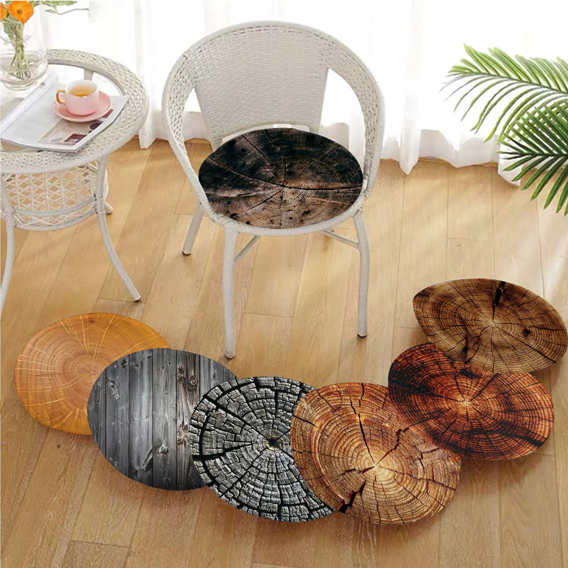 

Wood Grain Tree Annual Ring Four Seasons Sofa Mat Dining Room Table Chair Cushions Unisex Fashion Anti-slip Buttocks Pad