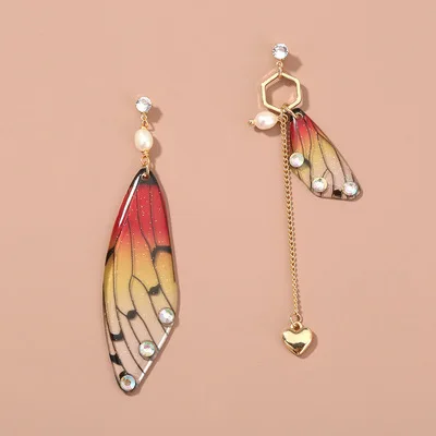 

Individuality Fairy Wing Earrings Insect Butterfly Wings Hanging Charm Earrings for Women Sweet Romantic Bride Jewelry Gift