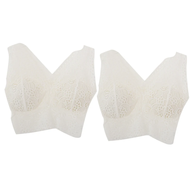 

Hot Kf-2X Women Flower Tank Top Bra Lace Floral Crochet Vest Crop Top White