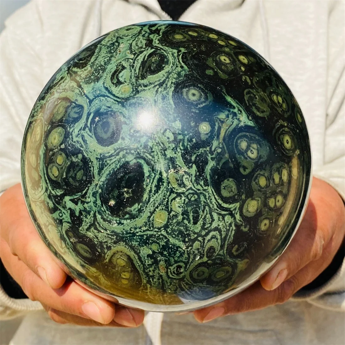 

Oversized Natural Stone Peacock Eyeball Energy Meditation Stone Witchcraft to improve Feng Shui crystal ball