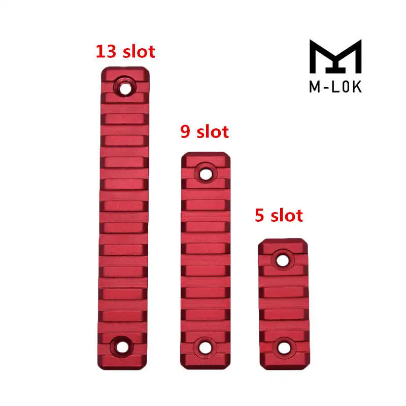 

5,9,13 слотов Mlok picatinny rail Red с гайками Moik и шестигранным ключом
