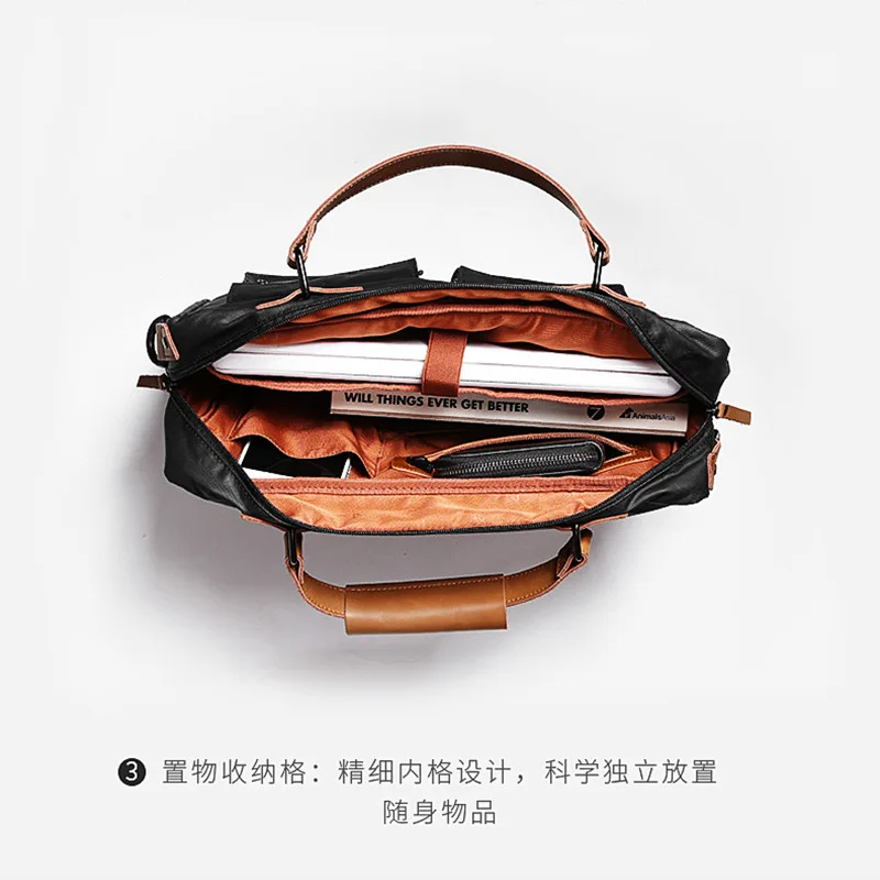 Men Business Commute 15.6-inch Laptop Bag Simple Business Trip Document  Tote Large Capacity Waterproof Shoulder Bag Crossbody