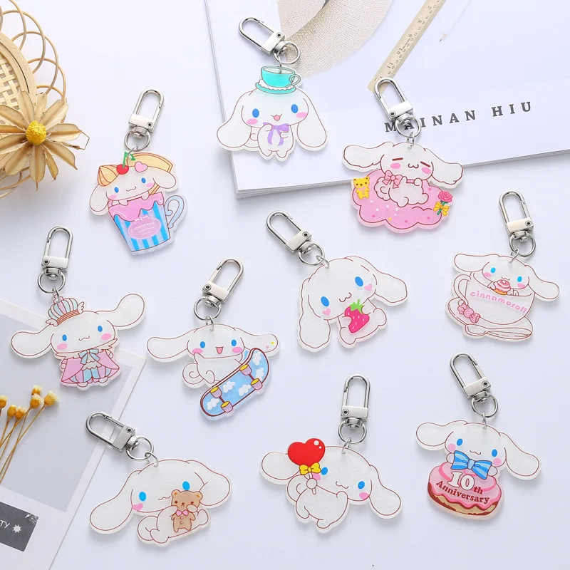 

Cinnamoroll Kawaii Anime Keychain Cartoon Creative Acrylic Earphone Car Bag Pendent Keyring Accessories Toys for Children Gifts