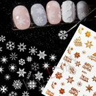 Рождественские наклейки для дизайна ногтей, декоративные наклейки для дизайна ногтей, 3D лазерные золотые и белые наклейки для дизайна ногтей