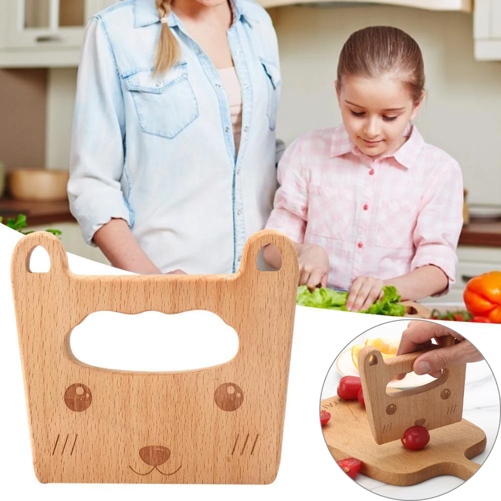 Wooden Knife Kids Cooking Toys Cute Fish Safe Knives Cutting Fruit Vegetable Chopper Kitchen Toy Baby Montessori Education Tools