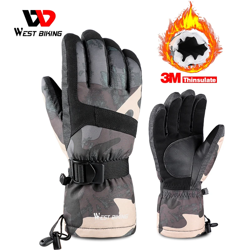 

WEST BIKING Winter Warm Snowboard Gloves 3M Thinsulate Non-slip Motorcycle Cycling Glove Waterproof Touch-screen Ski Snow Gloves