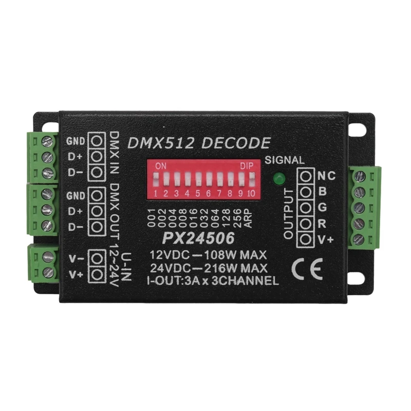 DC12V 24V PX24506 DMX 512 декодер драйвер усилителя контроллер для светодиодной ленты RGB