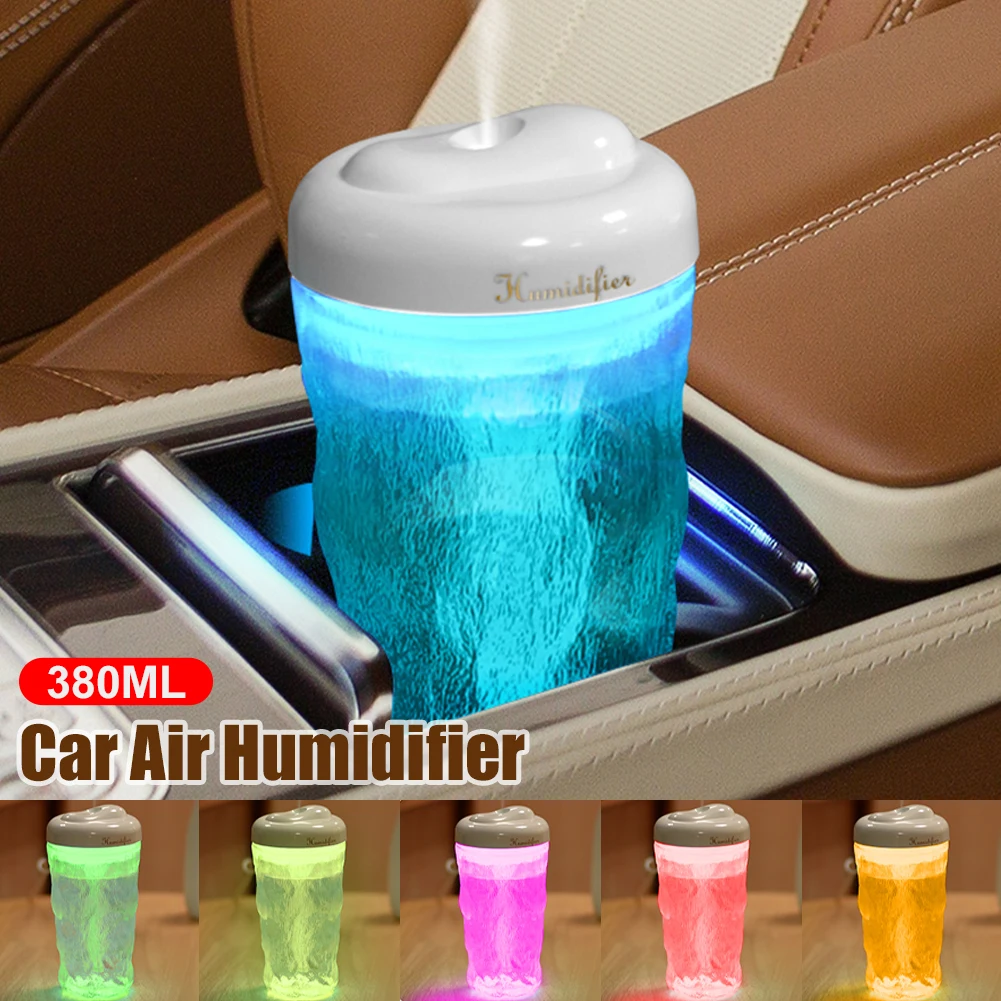 

Universal Car Humidifier Air Purifier Low Noise Air Humidifier With Atmosphere Light USB Power Aroma Diffuser For Car Bedroom
