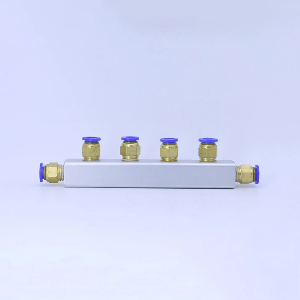 

With 8mm Push In Coupler 20x20mm 2 3 4 5 6 7 8 9 10 Ways 5-13 Ports Pneumatic Solid Aluminum Air Manifold Block Splitter