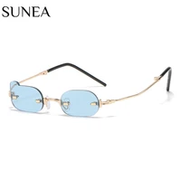 women sunglasses fashion rimless sunglass personality small frame sun glasses retro men foldable uv400 yellow shades eyewear