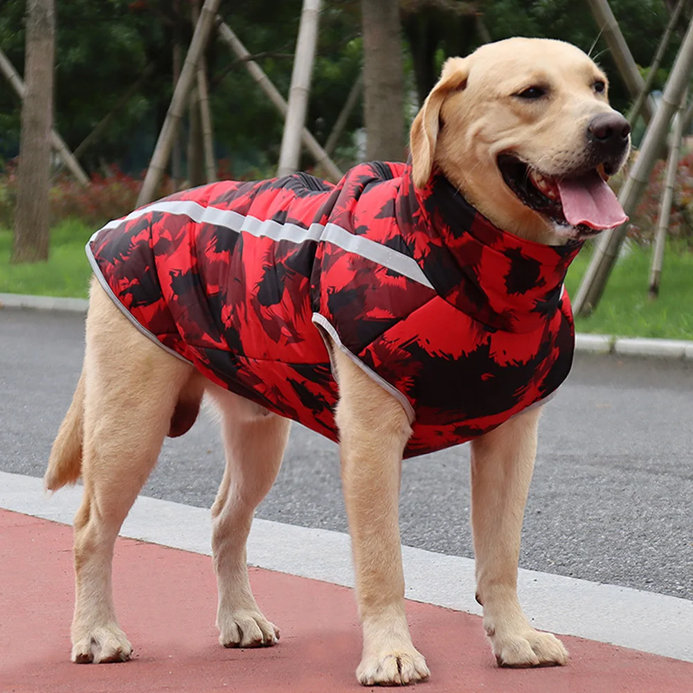 

Warm Winter Zipper Closed Pets Clothing Outdoor Puppy Reflective Strip Windproof Outfits Cold Weather Adjustable Collar Dog Coat