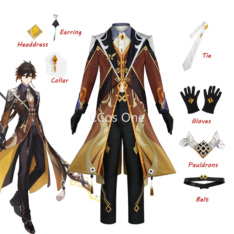 

Game Genshin Impact Zhongli Cosplay Costume Zhong Li Archon Full Set Liyue Morax Zhong Li Outfits Comic Halloween Party Costume