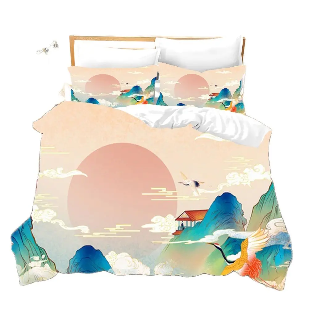 Комплект постельного белья в стиле пейзажа 2/3 предмета с цифровым 3d HD принтом