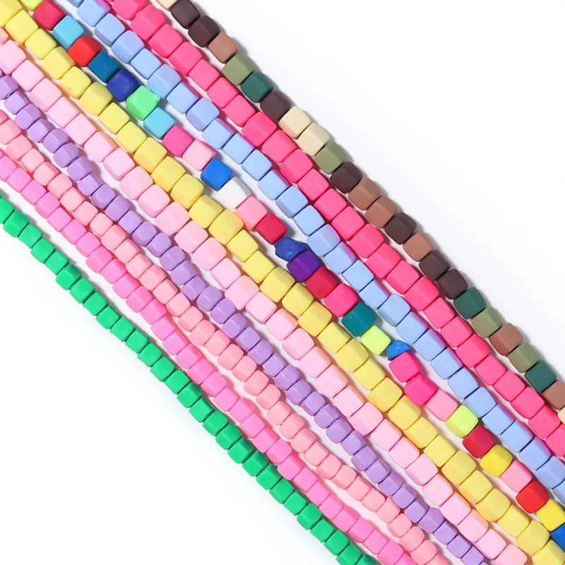 

Apx 60pcs/Strand 5 6mm Colorful Square Polymer Clay Beads Spacer Beads For Jewelry Making DIY Handmade Bracelet Accessory