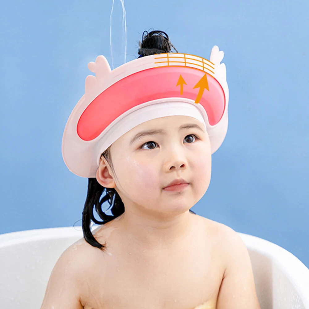 

Baby Shower Shampoo Cap With Cup Deer Design Hair Wash Shield Hat For Children Ear Protection Adjustable Safe Baby Bath Cap