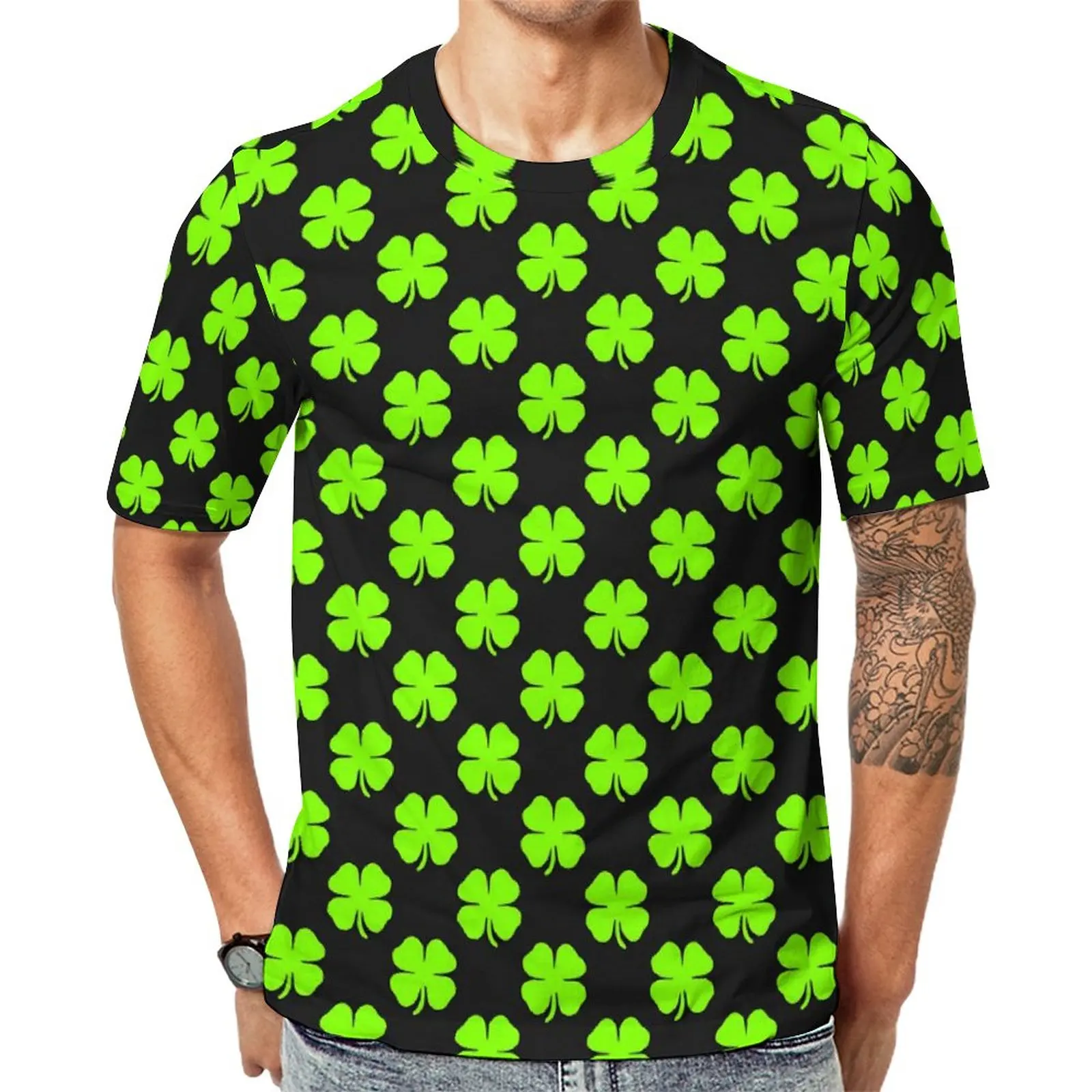 

Shamrock Print T-Shirt Saint Patricks Day Aesthetic T Shirts O-Neck Trending Tshirt Summer Man Custom Top Tees Big Size
