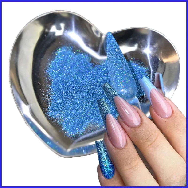 

50g Holographic Powder on Nails Laser Silver Glitter Chrome Nail Powder DIP Shimmer Gel Polish Flakes for Manicure Pigment 0.1mm