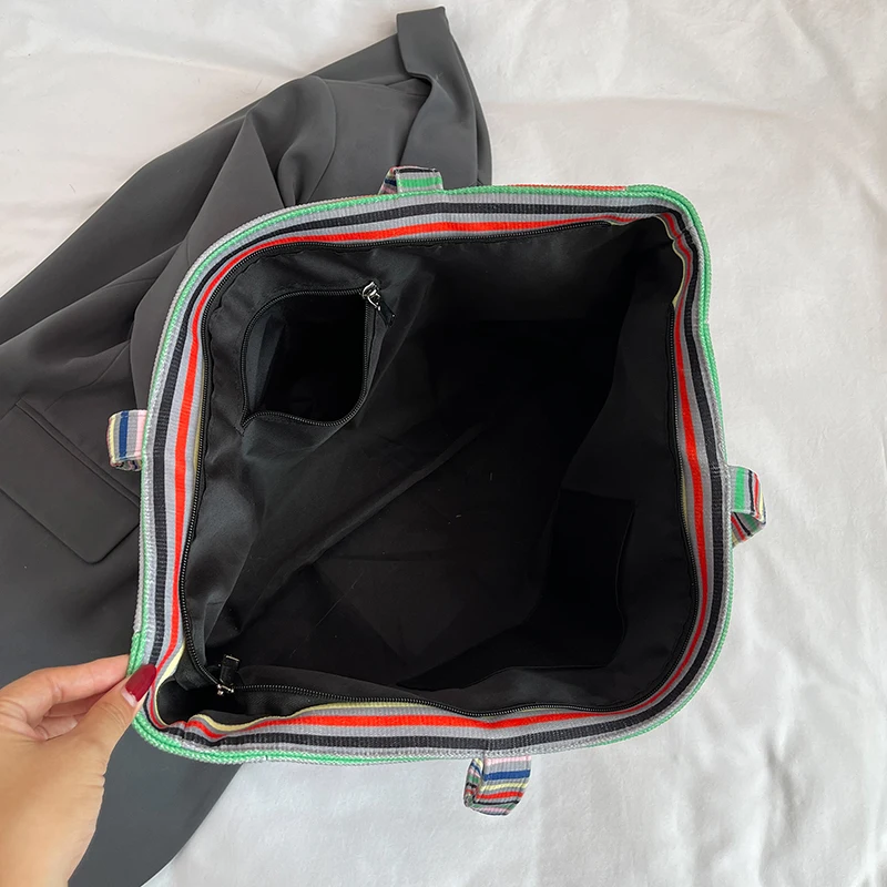 Модная универсальная Вместительная женская сумка-тоут в полоску на одно плечо