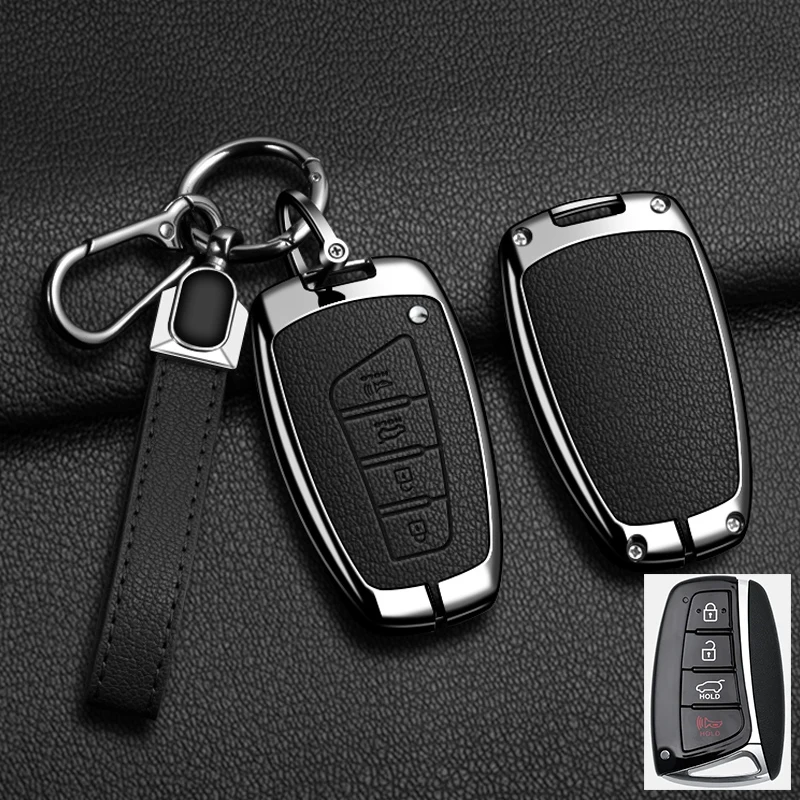 Автомобильный кожаный чехол для ключей из сплава для Hyundai Grandeur HG Sedan Santa Fe 3DM Grand SantaFe 2018 IX45 EQUUS Azera Genesis брелок