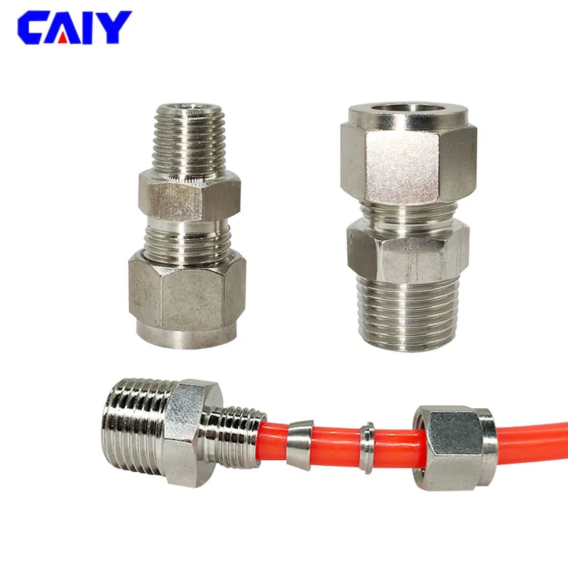 

Соединитель компрессионный SS 304 с двойным наконечником из нержавеющей стали, 6, 8, 10, 12, 14 мм, трубка до 1/8, 1/4, 3/8, 1/2, дюйма, наружная резьба, фитинг для труб