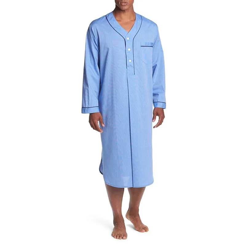 Muslim Spring Autumn Men Loose Stand Collar Long Sleeve Robe Comfortable Solid Pajamas Southeast Asia Turkish Store Clothes Men