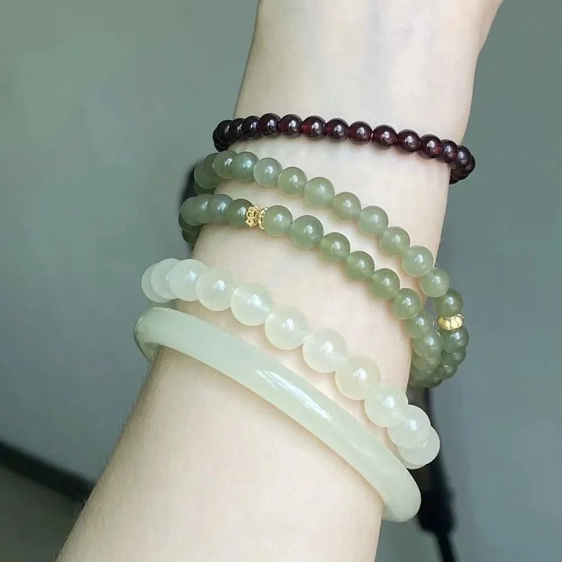 Натуральный Синий Белый нефритовый браслет из нефрита винограда прожектор в