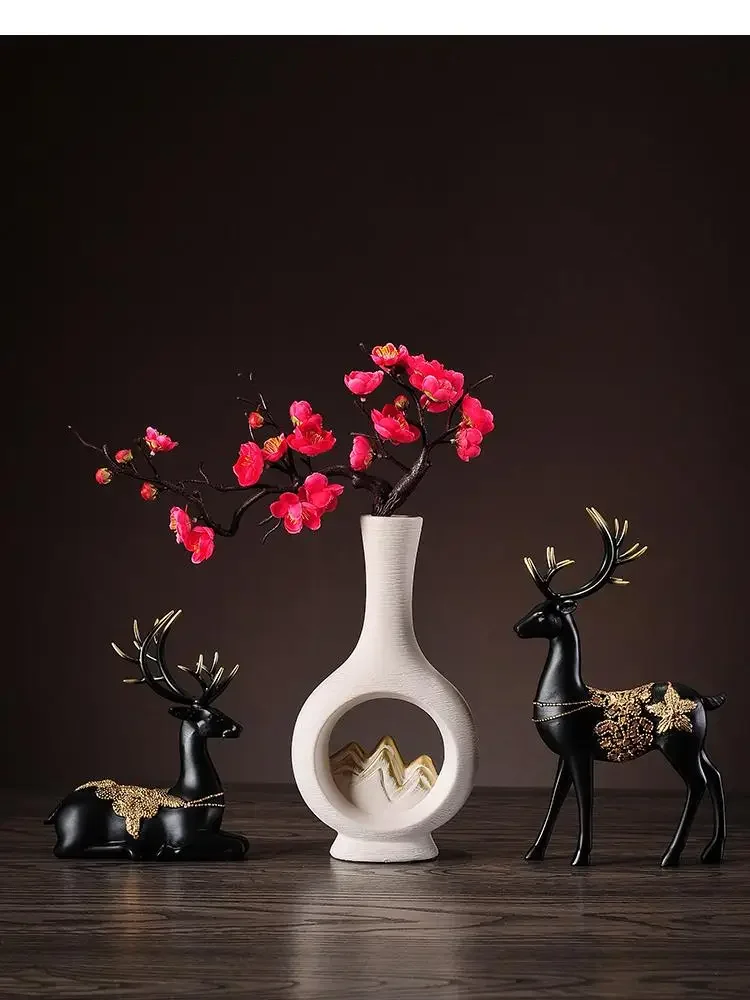 Керамическая ваза в китайском стиле с вырезами современное домашнее украшение