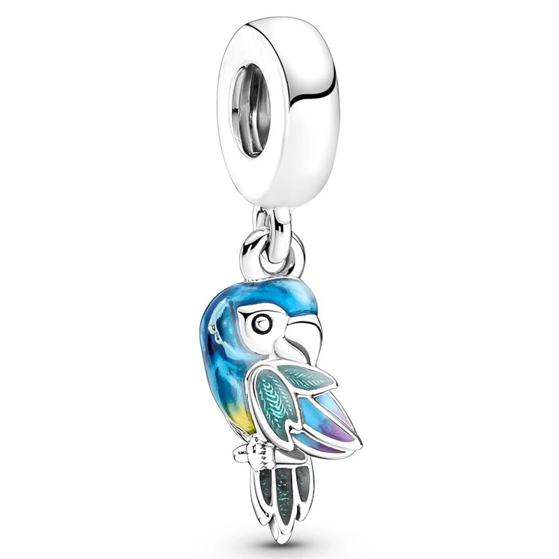 

Authentic 925 Sterling Silver Moments Jungle Paradise Parrot Dangle Charm Bead Fit Pandora Bracelet & Necklace Jewelry