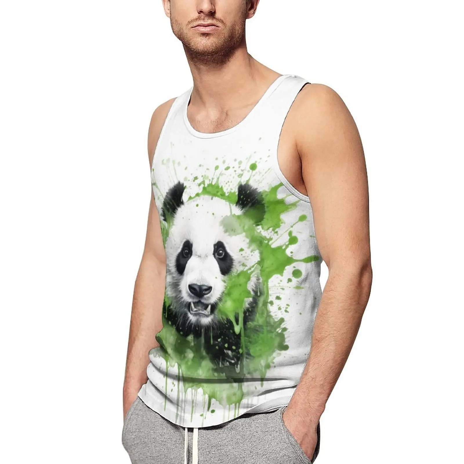 

Panda Tank Top Man's Ink Drawing Hyper Artistic Sportswear Tops Summer Gym Design Sleeveless Vests Large Size 4XL 5XL