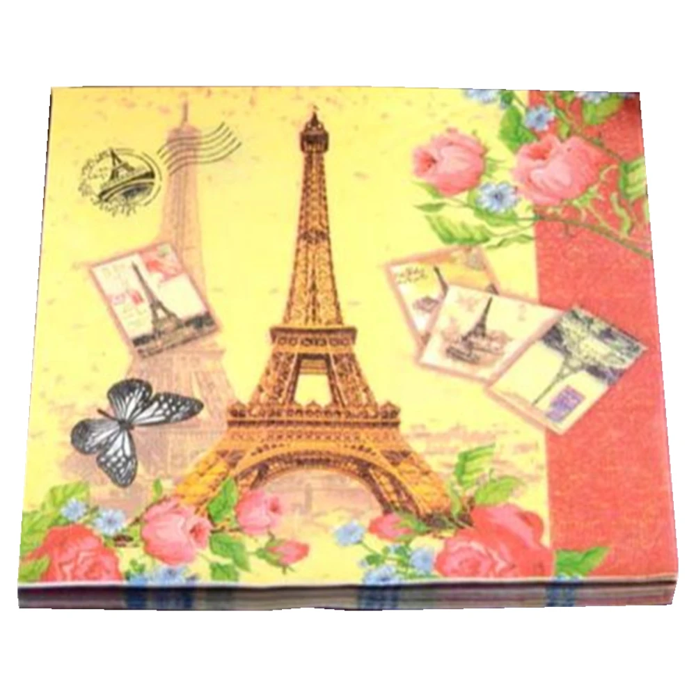 

20pcs/Lot Eiffel Tower Theme Table Servilletas Decoupage Paper Napkins Vintage Tissues Wedding Party Home Towels Decor 33cm