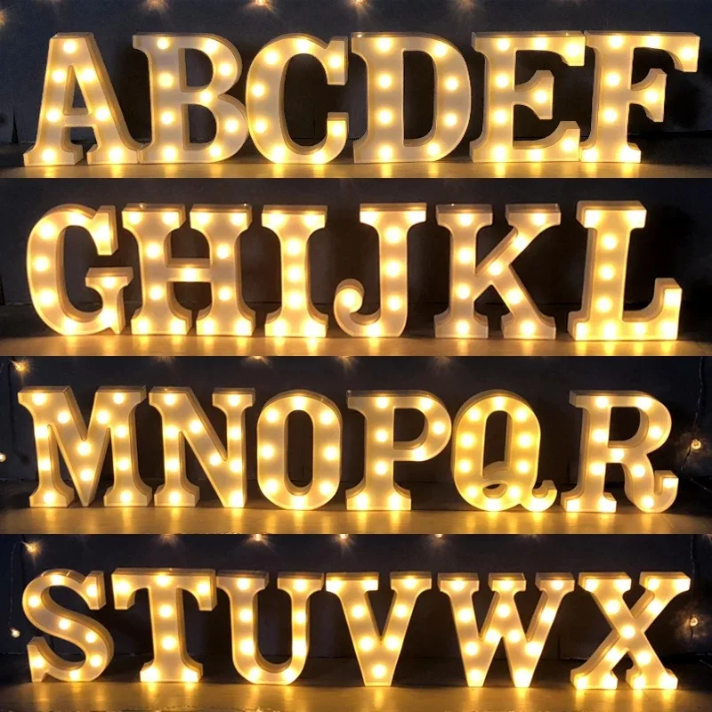 

Светодиодная лампа в виде букв алфавита, светящийся ночсветильник с цифрами, украшение для дома, свадьбы, дня рождения, Рождества Вечерние