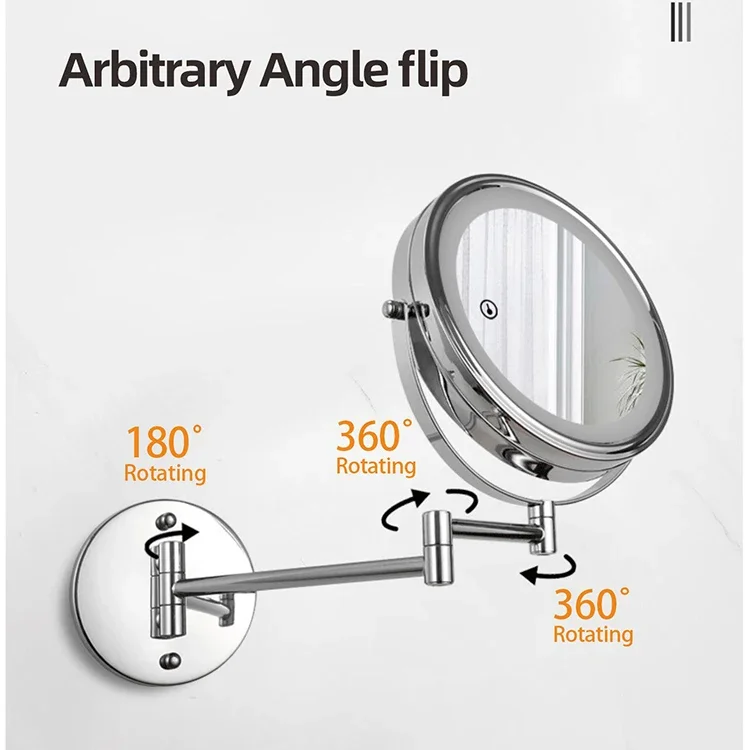 Складные 8-дюймовые круглые зеркала для макияжа с двойной подсветкой и