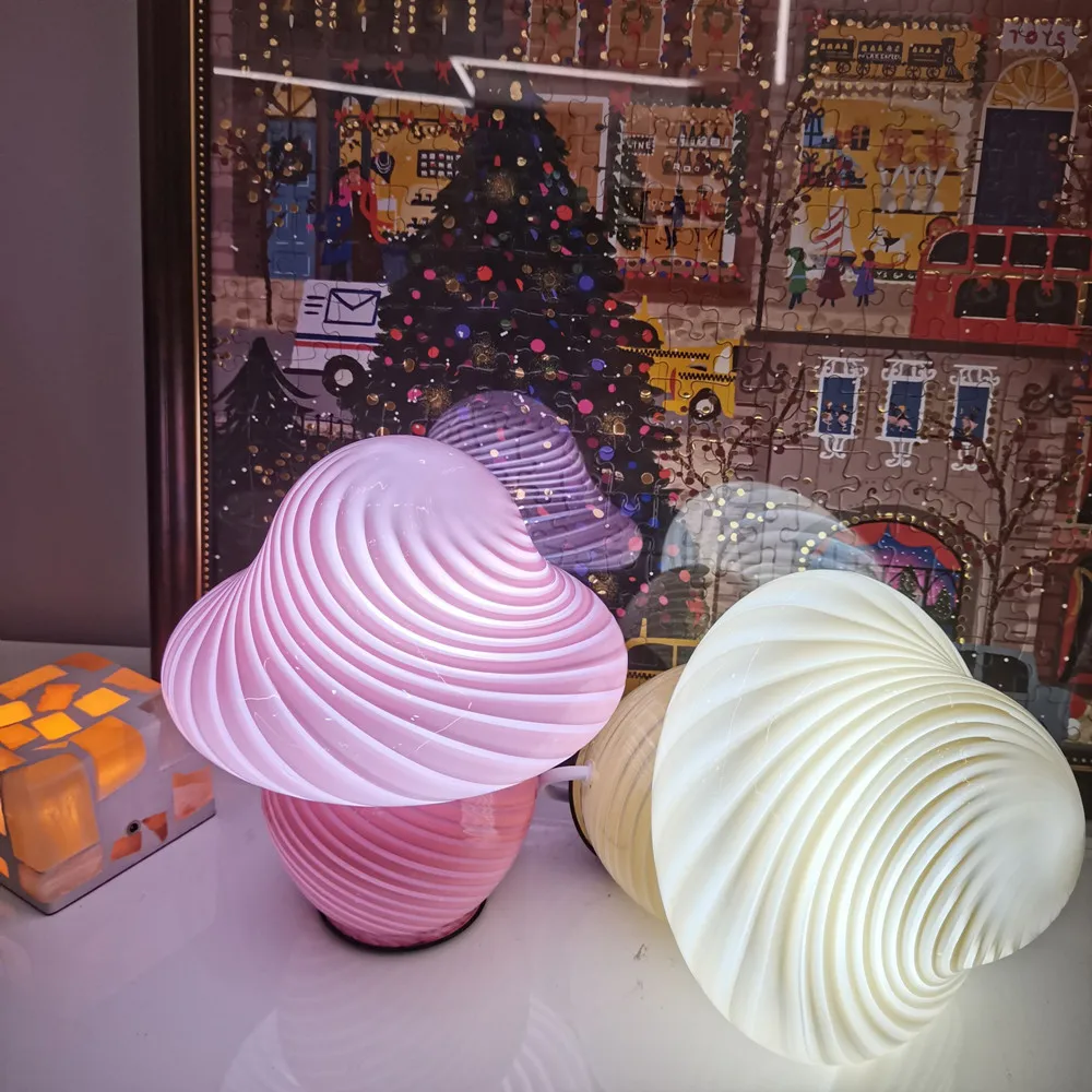 Светодиодная настольная лампа в виде грибов полупрозрачная Милая полоску из