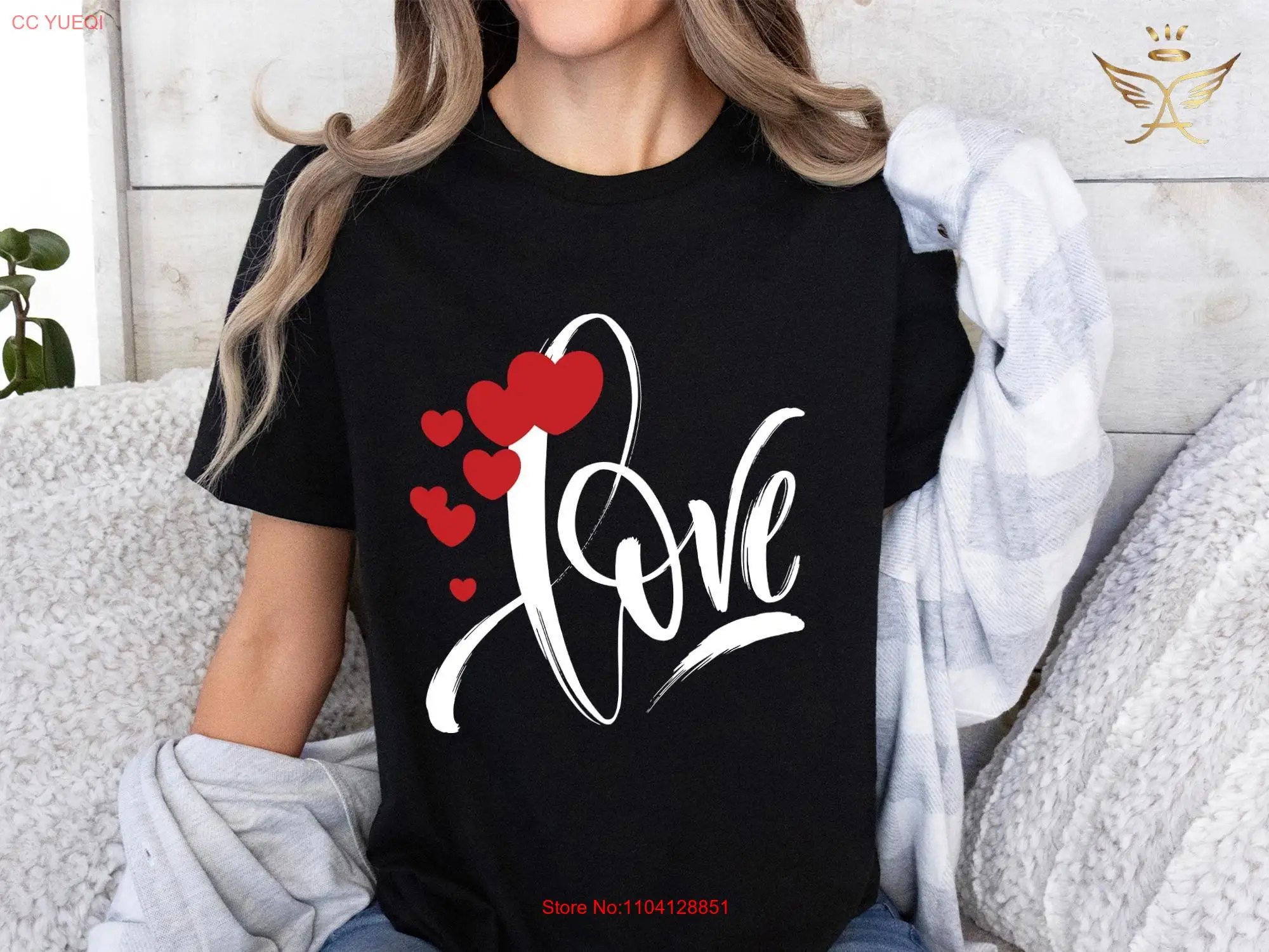 Футболка Love HearT Valentines Day SweaT женская пара для нее с длинными или короткими рукавами
