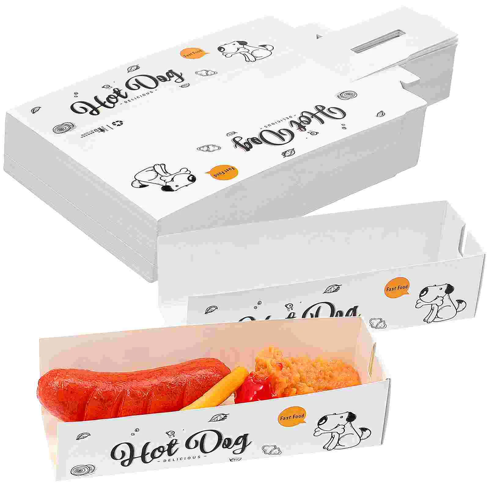 100 Pcs Hot Dog Box Generous Snack Boxes Container Wrapping Sandwich Food To-go Containers Paper