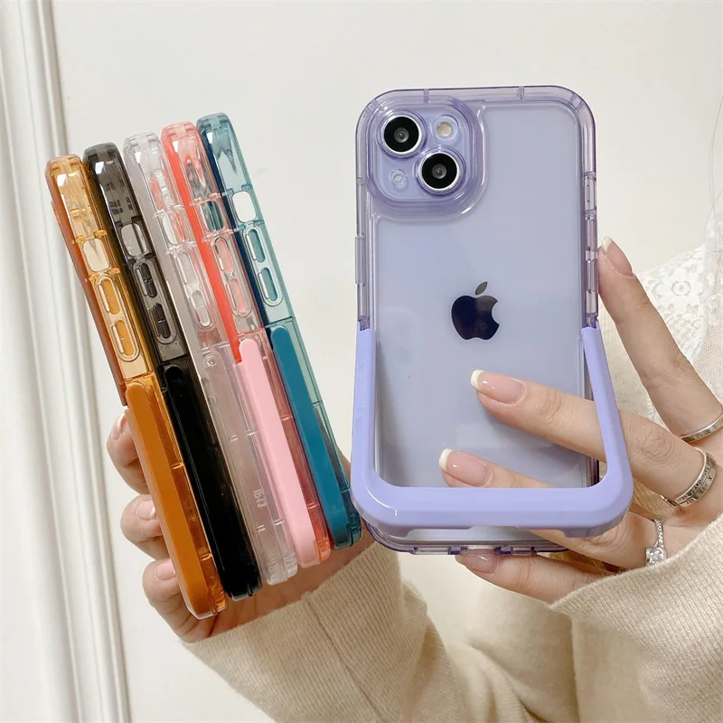 

Candy Color Holder Phone Case For iPhone 14 12 13 11 Pro Max 14 Plus Back Cover