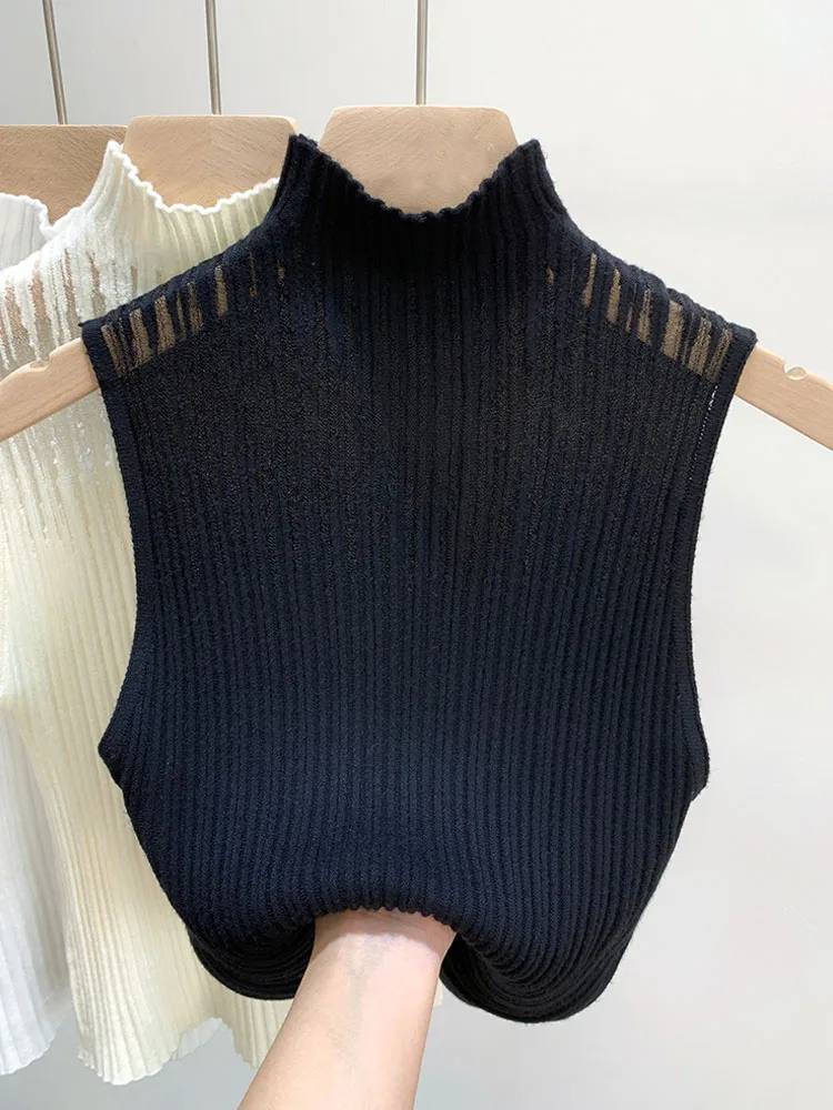 Женский трикотажный свитер без рукавов облегающий пуловер для лета 2024 sg408