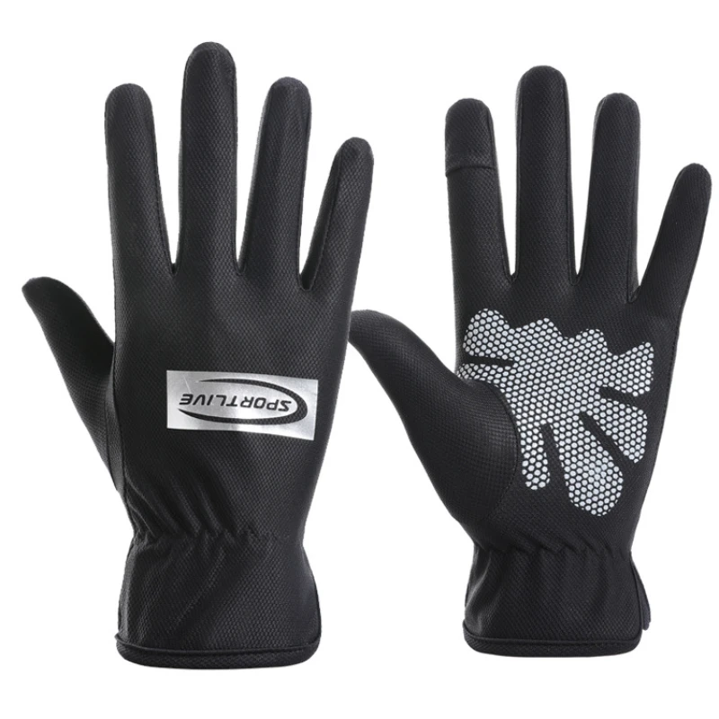 

Перчатки для мужчин и женщин, Нескользящие шелковые перчатки с двумя пальцами для работы с сенсорным экраном, для велоспорта, походов, вождения, рыбалки, на весну, лето