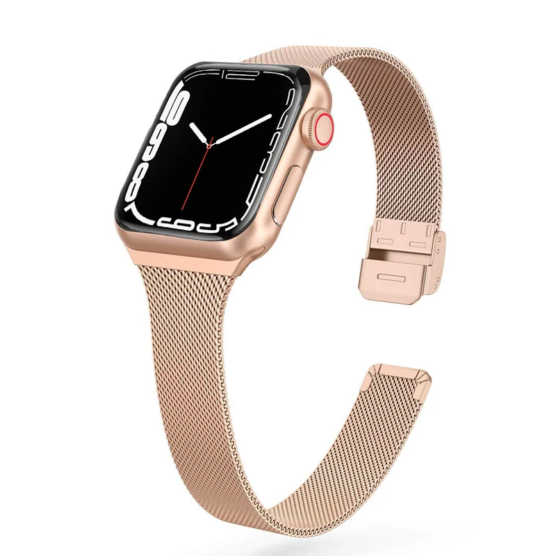 

Slim Magnetic Loop Strap For Apple watch Band 44mm 40mm 45mm 41mm 42mm 38mm Stainless steel bracelet iWatch serie 3 4 5 6 se 7 2
