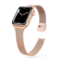 slim magnetic loop strap for apple watch band 44mm 40mm 45mm 41mm 42mm 38mm stainless steel bracelet iwatch serie 3 4 5 6 se 7 2