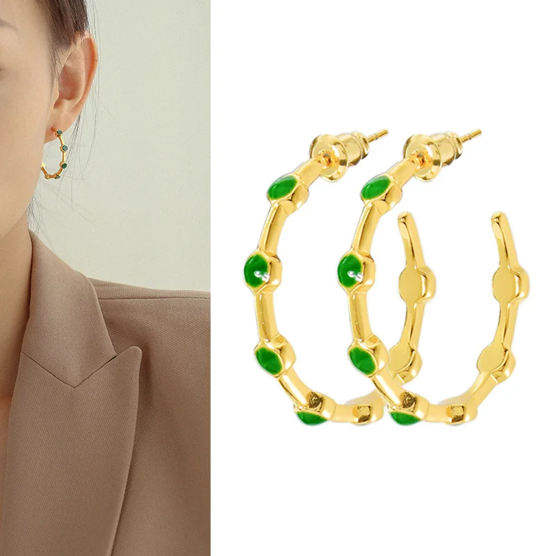 

Geometric Earrings C Shape Earrings Jewelry mujer Gift 18 K Plated Hoop Earrings Copper Jewelry For Women Wedding Holiday Party