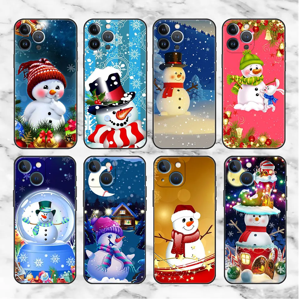 

Christmas Snowman Soft Phone Case For iPhone 11 13 Pro Max 12 Mini 7 8 Plus SE 2020 X XS 6 6S 5 5S Funda Silicone Back Cover Sac