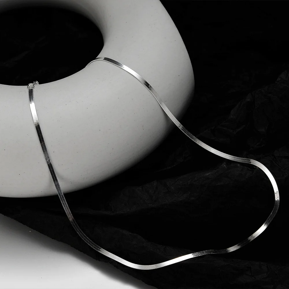 

Youth of Vigor Solid 925 Silver Flat Snake Chain Necklace Y1S2N1038
