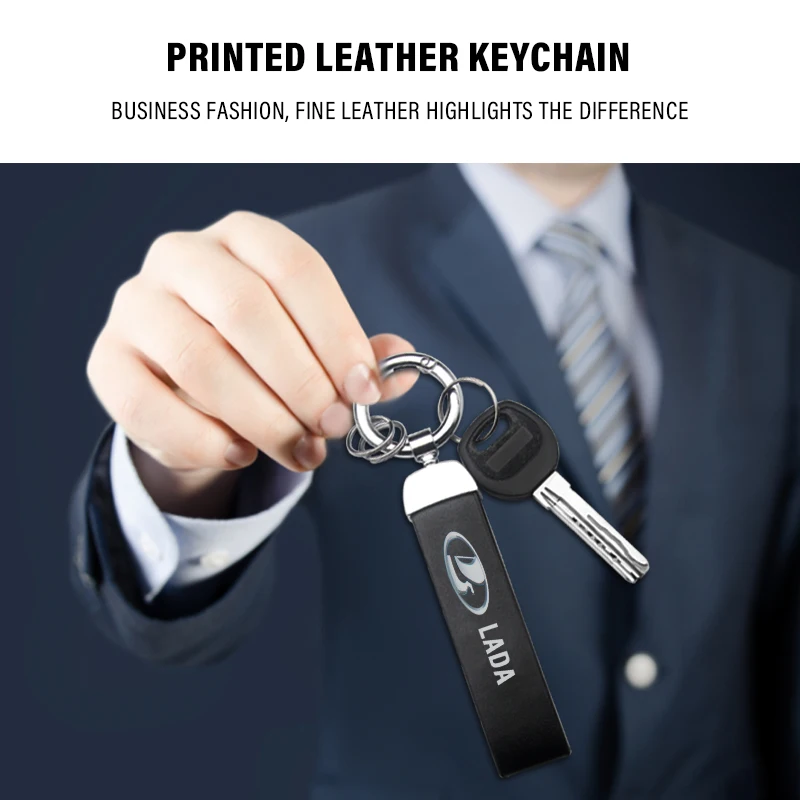 

Car Stamp Logo Keychain Keyring Leather Key Chain Auto Gadgets For Lada Niva Vesta Samara Granta Kalina Largus Priora Sedan Xray